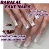 imageBABALAL Long Square Press on Nails White Fake Nails French Tip Glue on Nails 3d Rose Flower Bow Charm Design Jeweled Acrylic Nails 24Pcs Squoval Full Cover Coquette False Nails