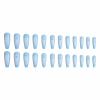 imageBABALAL Coffin Press on Nails Long Fake Nails White French Tip Glue on Nails 3D Flower Butterfly Rhinestone Design Glossy Acrylic Nails 24Pcs Ballerina Stick on Nails for Women and GirlsBBFNH20blue
