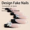 imageBABALAL Coffin Press on Nails Long Fake Nails White French Tip Glue on Nails 3D Flower Butterfly Rhinestone Design Glossy Acrylic Nails 24Pcs Ballerina Stick on Nails for Women and GirlsBBFNH11black