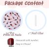 imageBABALAL Coffin Press on Nails Long Fake Nails White French Tip Glue on Nails 3D Flower Butterfly Rhinestone Design Glossy Acrylic Nails 24Pcs Ballerina Stick on Nails for Women and GirlsBBFNH20brown