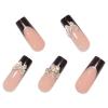 imageBABALAL Coffin Press on Nails Long Fake Nails White French Tip Glue on Nails 3D Flower Butterfly Rhinestone Design Glossy Acrylic Nails 24Pcs Ballerina Stick on Nails for Women and GirlsBBFNH11black