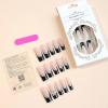 imageBABALAL Coffin Press on Nails Long Fake Nails White French Tip Glue on Nails 3D Flower Butterfly Rhinestone Design Glossy Acrylic Nails 24Pcs Ballerina Stick on Nails for Women and GirlsBBFNH11black