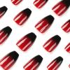 imageBABALAL Coffin Press on Nails Long Fake Nails White French Tip Glue on Nails 3D Flower Butterfly Rhinestone Design Glossy Acrylic Nails 24Pcs Ballerina Stick on Nails for Women and GirlsBBFNH16blackred