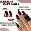 imageBABALAL Coffin Press on Nails Long Fake Nails White French Tip Glue on Nails 3D Flower Butterfly Rhinestone Design Glossy Acrylic Nails 24Pcs Ballerina Stick on Nails for Women and GirlsBBFNH16blackred