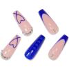 imageBABALAL Coffin Press on Nails Long Fake Nails White French Tip Glue on Nails 3D Flower Butterfly Rhinestone Design Glossy Acrylic Nails 24Pcs Ballerina Stick on Nails for Women and GirlsBBFNH19blue
