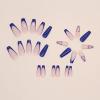 imageBABALAL Coffin Press on Nails Long Fake Nails White French Tip Glue on Nails 3D Flower Butterfly Rhinestone Design Glossy Acrylic Nails 24Pcs Ballerina Stick on Nails for Women and GirlsBBFNH19blue