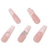 imageBABALAL Coffin Press on Nails Long Fake Nails White French Tip Glue on Nails 3D Flower Butterfly Rhinestone Design Glossy Acrylic Nails 24Pcs Ballerina Stick on Nails for Women and GirlsBBFNH01butterfly