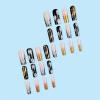 imageBABALAL Short Oval Press on Nails Black Bling Fake Nails Spider Web Glue on 24Pcs Round Goth Stick on Halloween False Nails Press onANHA201