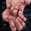 imageBABALAL Short Oval Press on Nails Black Bling Fake Nails Spider Web Glue on 24Pcs Round Goth Stick on Halloween False Nails Press onANHA202