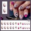 imageBABALAL Short Oval Press on Nails Black Bling Fake Nails Spider Web Glue on 24Pcs Round Goth Stick on Halloween False Nails Press onANHA204