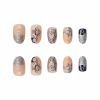 imageBABALAL Short Oval Press on Nails Black Bling Fake Nails Spider Web Glue on 24Pcs Round Goth Stick on Halloween False Nails Press onANHA206
