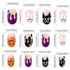 imageBABALAL Acrylic Press on Nails Short Round Fake Nails Halloween Glue ons Scary Pumpkin Ghost Design Cute Black Cat 24Pcs Oval False Nails
