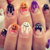 imageBABALAL Acrylic Press on Nails Short Round Fake Nails Halloween Glue ons Scary Pumpkin Ghost Design Cute Black Cat 24Pcs Oval False Nails