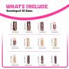 imageBABALAL Brown Press on Nails Long Square Fake Nails 3D Texture Glue on Nails Gold Flower Acrylic Nails 24Pcs Fall Stick on Nails Squoval Glossy Manicure Artificial Nails