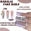 imageBABALAL Coffin Press on Nails Purple French Glue on Nails Butterfly Rhinestone Acrylic Nails Ballerina 24PCS False Nails for Women and Girls