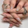 imageBABALAL Halloween Press on Nails Long Coffin Fake Nail Black Glue ons Green French Tip Ghost Design Acrylic False Nails Ballerina 24Pcs Manicure Full Cover ArtificialFNP18chrome