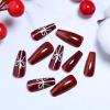 imageBABALAL Halloween Press on Nails Long Coffin Fake Nail Black Glue ons Green French Tip Ghost Design Acrylic False Nails Ballerina 24Pcs Manicure Full Cover ArtificialFNP04red