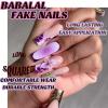 imageBABALAL Press on Nails Long Square Fake Nails Black French Tip Glue ons with Bow Charm Rhinestone Shiny Supplies 24Pcs Manicure Full Cover Acrylic False NailsO05purple