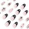 imageBABALAL Press on Nails Long Square Fake Nails Black French Tip Glue ons with Bow Charm Rhinestone Shiny Supplies 24Pcs Manicure Full Cover Acrylic False NailsO051