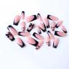 imageBABALAL Press on Nails Long Square Fake Nails Black French Tip Glue ons with Bow Charm Rhinestone Shiny Supplies 24Pcs Manicure Full Cover Acrylic False NailsO04black