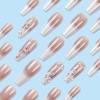 imageBABALAL Press on Nails Long Square Fake Nails Black French Tip Glue ons with Bow Charm Rhinestone Shiny Supplies 24Pcs Manicure Full Cover Acrylic False NailsO063white