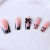 imageBABALAL Press on Nails Long Square Fake Nails Black French Tip Glue ons with Bow Charm Rhinestone Shiny Supplies 24Pcs Manicure Full Cover Acrylic False NailsO04black
