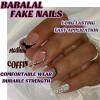 imageBABALAL Press on Nails Long Square Fake Nails Black French Tip Glue ons with Bow Charm Rhinestone Shiny Supplies 24Pcs Manicure Full Cover Acrylic False NailsO103