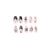 imageBABALAL Press on Nails Long Square Fake Nails Black French Tip Glue ons with Bow Charm Rhinestone Shiny Supplies 24Pcs Manicure Full Cover Acrylic False NailsO051