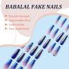 imageBABALAL Press on Nails Long Square Fake Nails Black French Tip Glue ons with Bow Charm Rhinestone Shiny Supplies 24Pcs Manicure Full Cover Acrylic False NailsO09