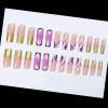imageBABALAL Press on Nails Long Square Fake Nails Black French Tip Glue ons with Bow Charm Rhinestone Shiny Supplies 24Pcs Manicure Full Cover Acrylic False NailsO05purple