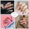 imageBABALAL Press on Nails Long Square Fake Nails Black French Tip Glue ons with Bow Charm Rhinestone Shiny Supplies 24Pcs Manicure Full Cover Acrylic False NailsO04