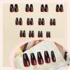 imageBABALAL Press on Nails Long Square Fake Nails Black French Tip Glue ons with Bow Charm Rhinestone Shiny Supplies 24Pcs Manicure Full Cover Acrylic False NailsO09goth