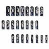 imageBABALAL Press on Nails Long Square Fake Nails Black French Tip Glue ons with Bow Charm Rhinestone Shiny Supplies 24Pcs Manicure Full Cover Acrylic False NailsO05black