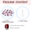 imageBABALAL Press on Nails Long Square Fake Nails Black French Tip Glue ons with Bow Charm Rhinestone Shiny Supplies 24Pcs Manicure Full Cover Acrylic False NailsO04black