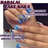 imageBABALAL Curved Press on Nails Extra Long Square Fake Nails Blue Glue on Full Cover Cheetah Leopard Flower 3d Handmade Acrylic Women Reusable Stick on 20PCS Custom DIY with CharmANF00duck