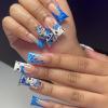 imageBABALAL Curved Press on Nails Extra Long Square Fake Nails Blue Glue on Full Cover Cheetah Leopard Flower 3d Handmade Acrylic Women Reusable Stick on 20PCS Custom DIY with CharmANF00duck