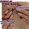 imageBABALAL Curved Press on Nails Extra Long Square Fake Nails Blue Glue on Full Cover Cheetah Leopard Flower 3d Handmade Acrylic Women Reusable Stick on 20PCS Custom DIY with CharmANF01animal