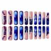 imageBABALAL Curved Press on Nails Extra Long Square Fake Nails Blue Glue on Full Cover Cheetah Leopard Flower 3d Handmade Acrylic Women Reusable Stick on 20PCS Custom DIY with CharmANF02bluecurve