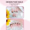 imageBABALAL Curved Press on Nails Extra Long Square Fake Nails Blue Glue on Full Cover Cheetah Leopard Flower 3d Handmade Acrylic Women Reusable Stick on 20PCS Custom DIY with CharmANF14