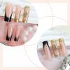 imageBABALAL Press on Nails Long Square Fake Nails Black Gold Goth Glue on Cross Charm Luxury Design 3D Handmade French Tip Acrylic 24Pcs Glossy Manicure Full Cover Stick on Nailsfneb104blackgold