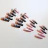 imageBABALAL Press on Nails Long Square Fake Nails Black Gold Goth Glue on Cross Charm Luxury Design 3D Handmade French Tip Acrylic 24Pcs Glossy Manicure Full Cover Stick on Nailsfneb115stra