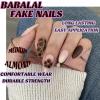 imageBABALAL Press on Nails Medium Almond Fake Nails Spider Web Gothic Glue on Brown Orange Fall Acrylic Halloween Design 24Pcs Glossy Full Cover False NailsBNS02brown