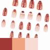 imageBABALAL Press on Nails Medium Almond Fake Nails Spider Web Gothic Glue on Brown Orange Fall Acrylic Halloween Design 24Pcs Glossy Full Cover False NailsBNR12browndot