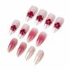 imageBABALAL Press on Nails Medium Almond Fake Nails Spider Web Gothic Glue on Brown Orange Fall Acrylic Halloween Design 24Pcs Glossy Full Cover False NailsBNS06