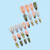 imageBABALAL Press on Nails Medium Almond Fake Nails Spider Web Gothic Glue on Brown Orange Fall Acrylic Halloween Design 24Pcs Glossy Full Cover False NailsBNS16