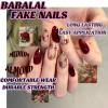 imageBABALAL Press on Nails Medium Almond Fake Nails Spider Web Gothic Glue on Brown Orange Fall Acrylic Halloween Design 24Pcs Glossy Full Cover False NailsBNR13redgold