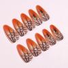 imageBABALAL Press on Nails Medium Almond Fake Nails Spider Web Gothic Glue on Brown Orange Fall Acrylic Halloween Design 24Pcs Glossy Full Cover False NailsBNS12spider
