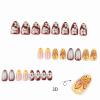 imageBABALAL Press on Nails Medium Almond Fake Nails Spider Web Gothic Glue on Brown Orange Fall Acrylic Halloween Design 24Pcs Glossy Full Cover False NailsBNS13