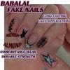 imageBABALAL Press on Nails Medium Almond Fake Nails Spider Web Gothic Glue on Brown Orange Fall Acrylic Halloween Design 24Pcs Glossy Full Cover False NailsBNS10