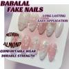 imageBABALAL Press on Nails Medium Almond Fake Nails Spider Web Gothic Glue on Brown Orange Fall Acrylic Halloween Design 24Pcs Glossy Full Cover False NailsBNS02